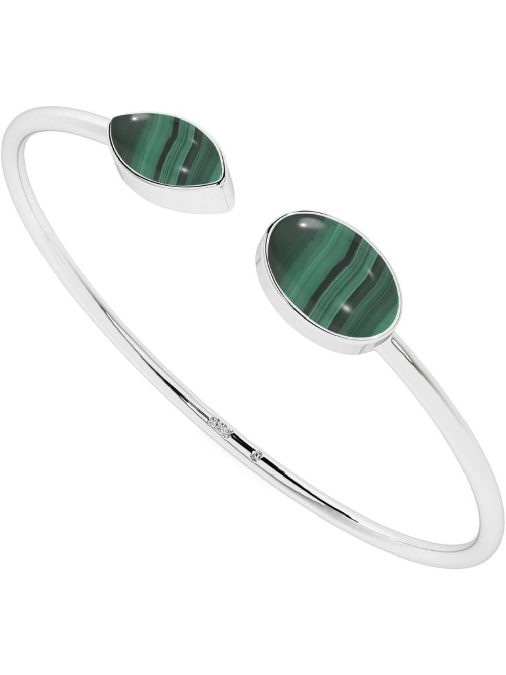 Sterling Silver Twister Bangle Bracelet with Natural Gemstones - Birthstone Gift